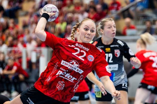 31.08.2025, GER, Handball, Frauen, Saison 2025 2026, Alsco 1.Bl, 1.Spieltag, Thueringer HC - SV Union Halle-Neustadt Wildcats Rikke Hoffbeck Petersen (Thueringer HC,22) 99947 Bad Langensalza Salza Halle Sporthalle Mehrz Thüringen Deutschland