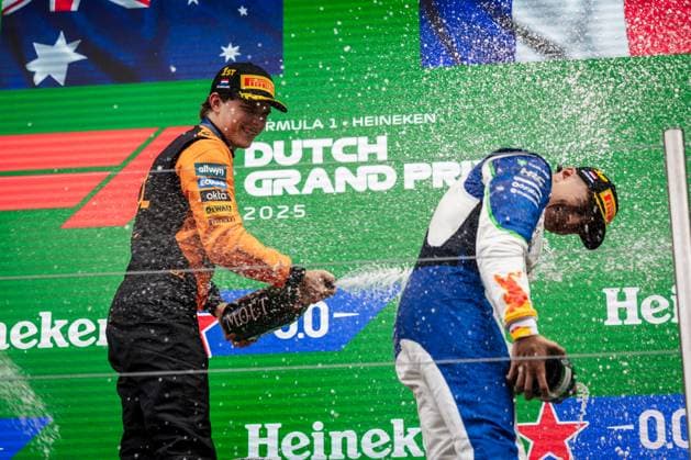 Circuit Zandvoort, Zandvoort, Netherlands. 31.August.2025; Oscar Piastri of Australia and McLaren F1 Team on the podium during Formula One Italian Grand Prix  aflo_301836729