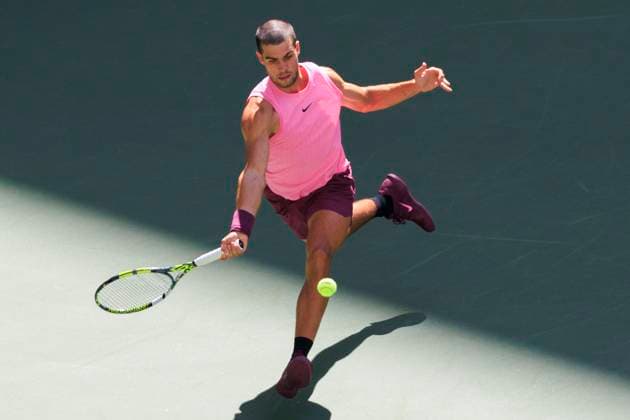 August 31, 2025, Flushing Meadows, New York, USA: Carlos Alcaraz during a match against Arthur Rinderknech on Day 8 of the 2025 US Open at USTA Billie Jean King National Tennis Center on Sunday August 31, 2025 in the Flushing neighborhood of the Queens borough of New York City. JAVIER ROJAS PI Flushing Meadows USA - ZUMAp124 20250831_zaa_p124_077 Copyright: xJavierxRojasx