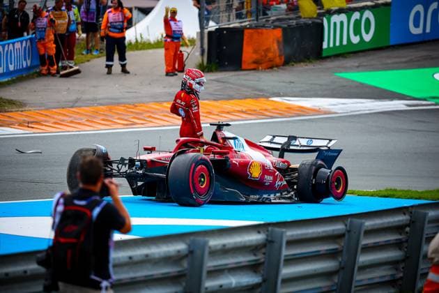 16 Charles Leclerc, (MON) Scuderia Ferrari SF25, crash at turn 4 during the Dutch GP, Zandvoort 28-31 August 2025. Formula 1 World Championship, WM, Weltmeisterschaft 2025.  Copyright: xFedericoxBasile IPAxSportx xipa-agency.netx xx IPA_63800069 IPA_Agency_IPA63800069