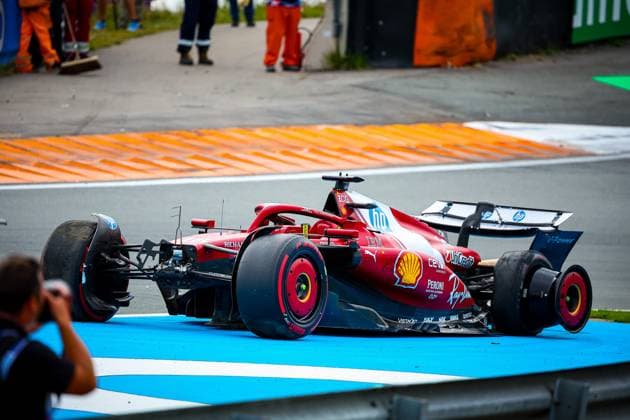 16 Charles Leclerc, (MON) Scuderia Ferrari SF25, crash at turn 4 during the Dutch GP, Zandvoort 28-31 August 2025. Formula 1 World Championship, WM, Weltmeisterschaft 2025.  Copyright: xFedericoxBasile IPAxSportx xipa-agency.netx xx IPA_63800105 IPA_Agency_IPA63800105