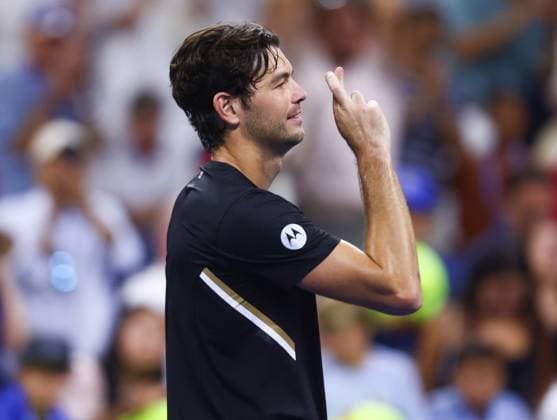 2025 US Open Tennis Championships, Day Eight, Billy Jean-King Tennis Centre, Flushing Meadows, New York, USA, 01 09 2025 Taylor Fritz (USA) celebrates winning his fourth round match against Tomas Machac (CZE) in the 2025 US Open at Flushing Meadows New York Billy Jean King Tennis Centre, Flushing Meadows New York USA Copyright: xMarkxGreenwoodx
