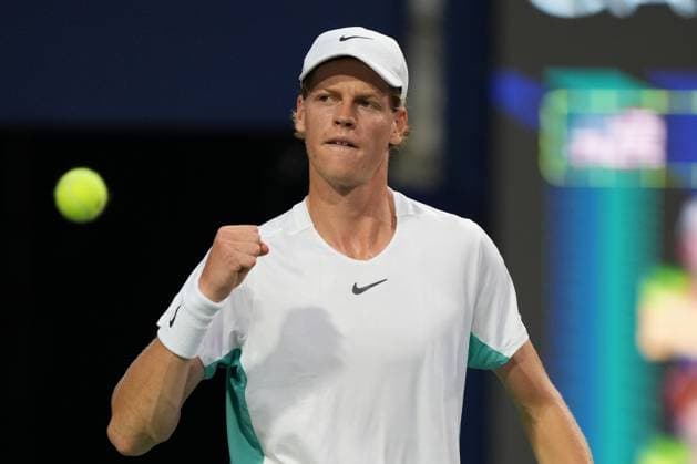 National Bank Open 2023 in Toronto - Semi Finals TORONTO, ON - AUGUST 12: Jannik Sinner of Italy celebrates after a point during the semi final match of National Bank Open against Tommy Paul of USA (not seen) in Toronto, Canada on August 12, 2023. Ontario Canada. Editorial use only. Please get in touch for any other usage.  Copyright: x2025xAnadoluxMertxAlperxDervÄ±Åüx