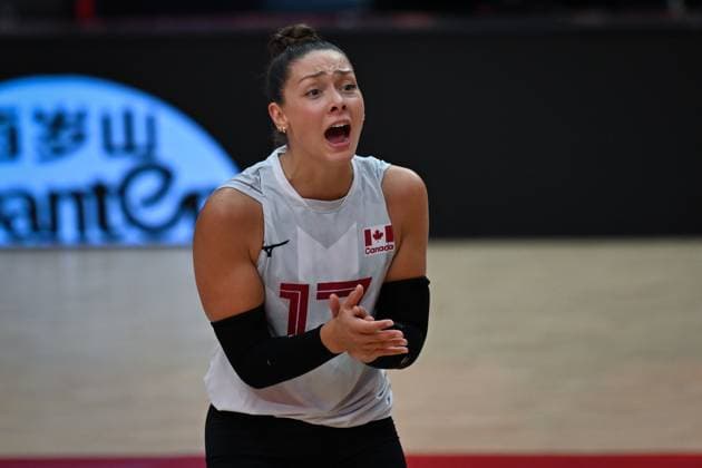 US v Canada - FIVB Women’s World Volleyball Championship BANGKOK, THAILAND - SEPTEMBER 01: Kacey Jost (17) of Canada in action during the FIVB Women s World Volleyball Championship match between US and Canada at Huamark Indoor Stadium in Bangkok, Thailand on September, 2025. Mustafa Hatipoglu Anadolu Banghok Thailand. Editorial use only. Please get in touch for any other usage.  Copyright: x2025xAnadoluxMustafaxHatipoglux