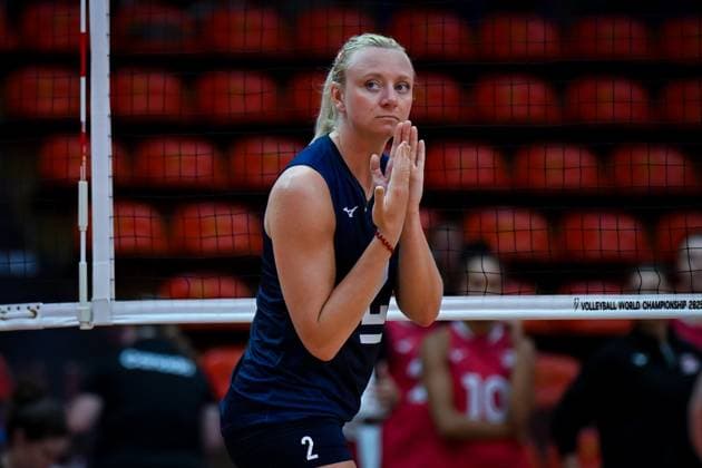 US v Canada - FIVB Women’s World Volleyball Championship BANGKOK, THAILAND - SEPTEMBER 01: Jordyn Poulter of US in action during the FIVB Women s World Volleyball Championship match between US and Canada at Huamark Indoor Stadium in Bangkok, Thailand on September, 2025. Mustafa Hatipoglu Anadolu Banghok Thailand. Editorial use only. Please get in touch for any other usage.  Copyright: x2025xAnadoluxMustafaxHatipoglux
