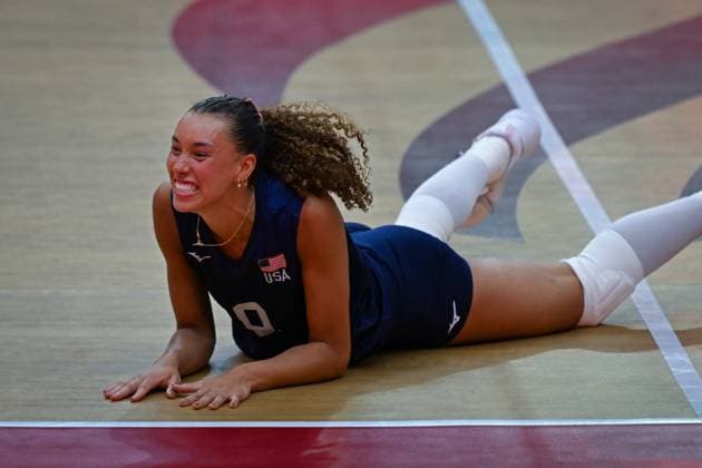 US v Canada - FIVB Women’s World Volleyball Championship BANGKOK, THAILAND - SEPTEMBER 01: Madisen Skinner of US in action during the FIVB Women s World Volleyball Championship match between US and Canada at Huamark Indoor Stadium in Bangkok, Thailand on September, 2025. Mustafa Hatipoglu Anadolu Banghok Thailand. Editorial use only. Please get in touch for any other usage.  Copyright: x2025xAnadoluxMustafaxHatipoglux