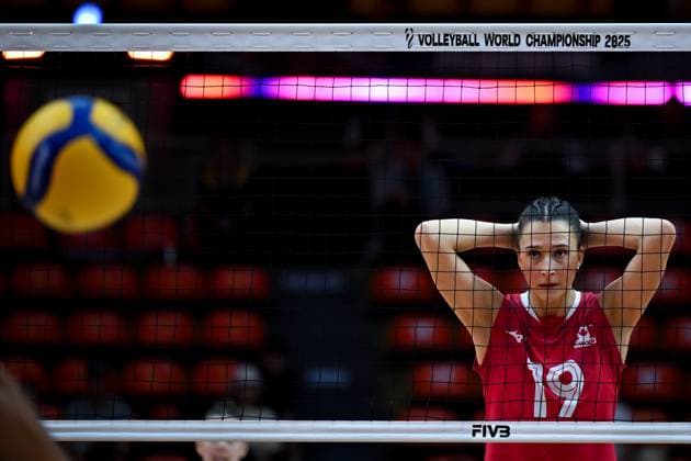 USA v Canada - FIVB Women’s World Volleyball Championship BANGKOK, THAILAND - SEPTEMBER 01: Emily Maglio (19) of Canada during their FIVB Women’s World Volleyball Championship match between USA and Canada at Huamark Indoor Stadium in Bangkok, Thailand, on September 01, 2025. Mustafa Hatipoglu Anadolu Bangkok Thailand. Editorial use only. Please get in touch for any other usage.  Copyright: x2025xAnadoluxMustafaxHatipoglux
