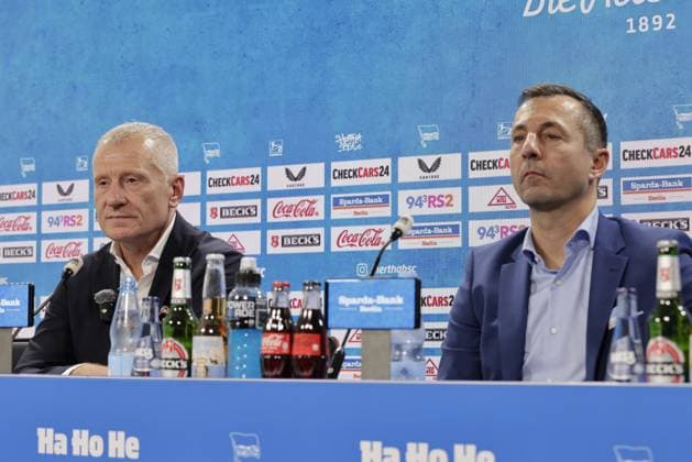 Deutschland, Berlin, Sportpark, GER, 2.FBL, Hertha BSC, Pressekonferenz: Vorstellung von Geschäftsführer Dr. Peter Görlich, Foto: Geschäftsführer Dr. Peter Görlich, Ralf Huschen (Geschäftsführer Hertha BSC)