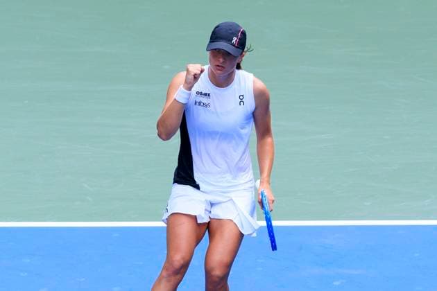 September 1, 2025, Flushing Meadows, New York, USA: Iga Swiatek reacts after winning a set during a match against Ekaterina Alexandrova on Day 9 of the 2025 US Open at USTA Billie Jean King National Tennis Center on Monday September 1, 2025 in the Flushing neighborhood of the Queens borough of New York City. JAVIER ROJAS PI Flushing Meadows USA - ZUMAp124 20250901_zaa_p124_051 Copyright: xJavierxRojasx