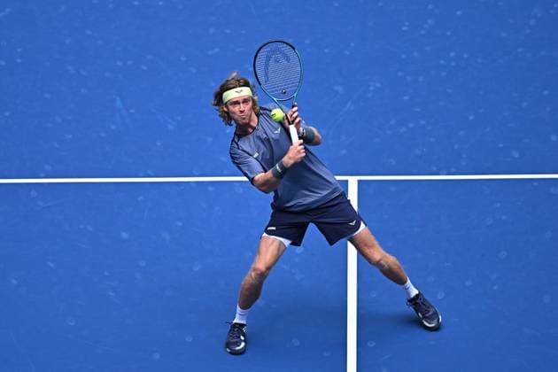 US Open - Fourth Round Andrey Rublev (RUS) during his fourth round match at the 2025 US Open at Billie Jean National Tennis Center in New York City, NY, USA, on September 1, 2025. Photo by Corinne Dubreuil ABACAPRESS.COM New York City United States  Copyright: xDubreuilxCorinne ABACAx