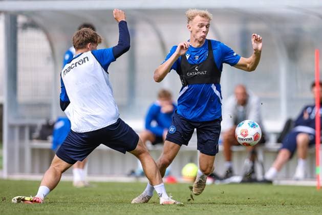 02.09.2025, Fußball, Training Karlsruher SC, 2. Fußball Bundesliga, Trainingsplatz am BBBank Wildpark Stadion Karlsruhe, Saison 2025 2026: Leon Opitz (KSC 17) Baden-Württemberg Deutschland