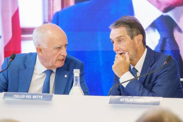 MOTORI - Formula 1 - Pirelli Gran Premio d Italia 2025 - press conference, PK, Pressekonferenz Attilio Fontana, Presidente della Regione Lombardia e Tullio Del Sette, Commissario Straordinario dell Automobile Club d Italia (ACI) during Pirelli Gran Premio d Italia 2025 - Press Conference, Formula 1 Championship in Monza, Italy, September 02 2025 Monza Italy  Copyright: xIPAxSport ABACAx