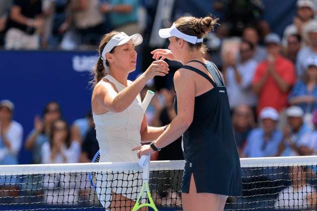 September 2, 2025, Flushing Meadows, New York, USA: Jessica Pegula hugs Barbora Krejcikova after winning her match on Day 10 of the 2025 US Open at USTA Billie Jean King National Tennis Center on Tuesday September 2, 2025 in the Flushing neighborhood of the Queens borough of New York City. JAVIER ROJAS PI Flushing Meadows USA - ZUMAp124 20250902_zaa_p124_006 Copyright: xJavierxRojasx