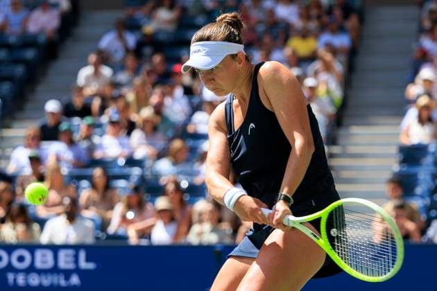 September 2, 2025, Flushing Meadows, New York, USA: Barbora Krejcikova hits a double backhand return during a match against Jessica Pegula on Day 10 of the 2025 US Open at USTA Billie Jean King National Tennis Center on Tuesday September 2, 2025 in the Flushing neighborhood of the Queens borough of New York City. JAVIER ROJAS PI Flushing Meadows USA - ZUMAp124 20250902_zaa_p124_021 Copyright: xJavierxRojasx