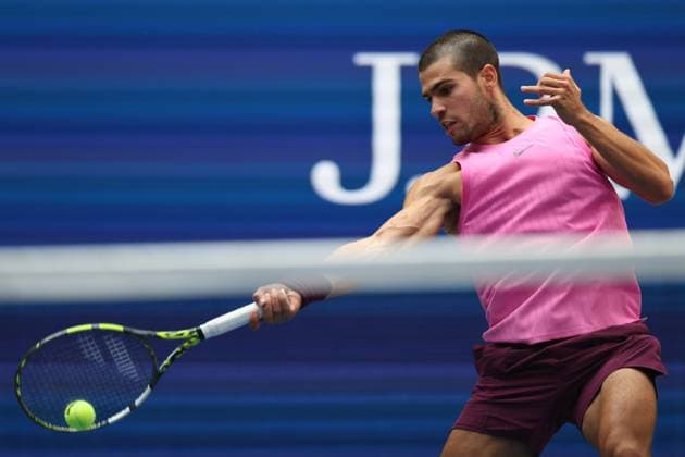 September 2, 2025, New York City, New York, United States: CARLOS ALCARAZ of Spain during the match against J. Lehecka of Czech Republic in the quarterfinals of US Open 2025 at the USTA Billie Jean King National Tennis Center. Queens, New York City. Alcaraz won 6:4,6:2, 6:4. New York City United States - ZUMAc278 20250902_zsp_c278_011 Copyright: xMarcinxCholewinskix