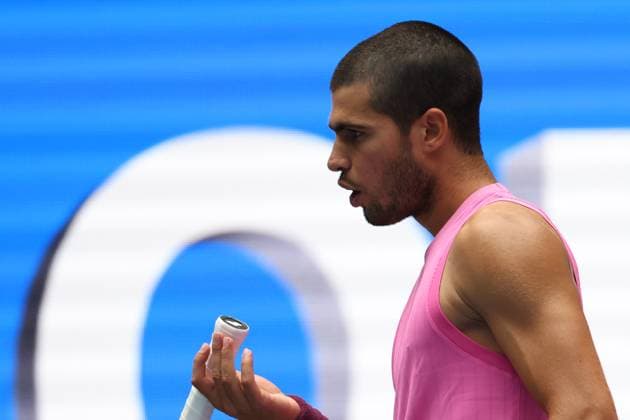 September 2, 2025, New York City, New York, United States: CARLOS ALCARAZ of Spain during the match against J. Lehecka of Czech Republic in the quarterfinals of US Open 2025 at the USTA Billie Jean King National Tennis Center. Queens, New York City. Alcaraz won 6:4,6:2, 6:4. New York City United States - ZUMAc278 20250902_zsp_c278_014 Copyright: xMarcinxCholewinskix