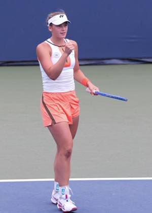 Sonja Zhenikhova (Schwarz) und Eva Bennemann (GER) macht die Faust und jubelt,Jubel,Freude,Emotion, Maedchen Doppel, Girls Doubles, US Open Championships 2023, USTA Billie Jean King National Tennis Center, Flushing Meadows, New York, USA . Copyright: xJuergenxHasenkopfx