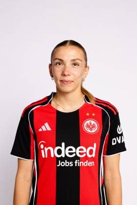 Elisa Senß - Eintracht Frankfurt Frauen Porträttermin 2025 2026 1. BL Bundesliga Fußball Porträttermin, Headshot, Porträt, Vorstellung, Präsentation, Pressetermin 2025 2026 Studio Shooting Studioshooting *** Elisa Senß Eintracht Frankfurt women portrait appointment 2025 2026 1 BL Bundesliga soccer portrait appointment, headshot, portrait, introduction, presentation, press appointment 2025 2026 Studio Shooting Studioshooting