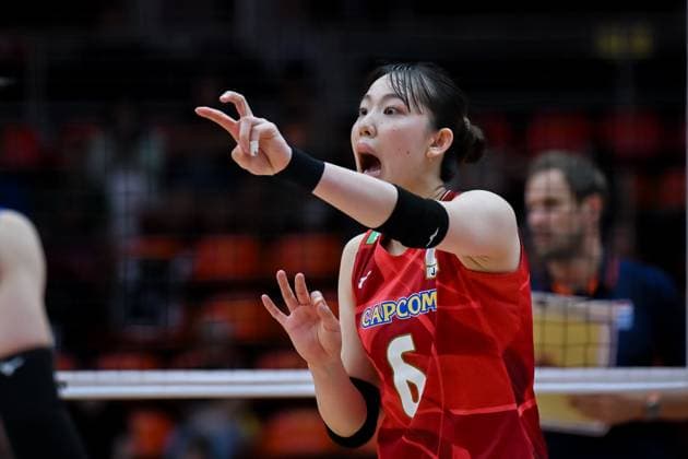 Netherlands v Japan - FIVB Women’s World Volleyball Championship BANGKOK, THAILAND - SEPTEMBER 3: Nanami Seki (6) of Japan in action during the FIVB Women’s Volleyball World Championship, WM, Weltmeisterschaft quarterfinal match against the Netherlands at Huamark Indoor Stadium in Bangkok, Thailand, on September 3, 2025. Mustafa Hatipoglu Anadolu Banghok Thailand. Editorial use only. Please get in touch for any other usage.  Copyright: x2025xAnadoluxMustafaxHatipoglux