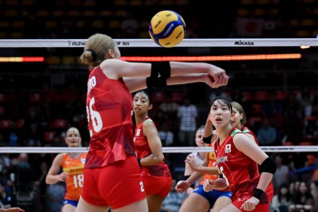 Netherlands v Japan - FIVB Women’s World Volleyball Championship BANGKOK, THAILAND - SEPTEMBER 3: Yoshino Sato (26) of Japan in action during the FIVB Women’s Volleyball World Championship, WM, Weltmeisterschaft quarterfinal match against the Netherlands at Huamark Indoor Stadium in Bangkok, Thailand, on September 3, 2025. Mustafa Hatipoglu Anadolu Banghok Thailand. Editorial use only. Please get in touch for any other usage.  Copyright: x2025xAnadoluxMustafaxHatipoglux