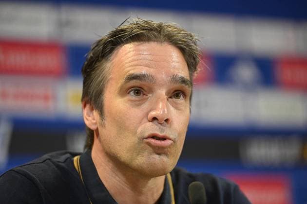 Football : press conference, PK, Pressekonferenz Olympique Lyonnais 03 09 202 Michael Gerlinger, general manager of Olympique Lyonnais, during the press conference at the Groupama Stadium in Decines-Charpieu, September 3, 2025  Copyright: xALLILI_MOURADx