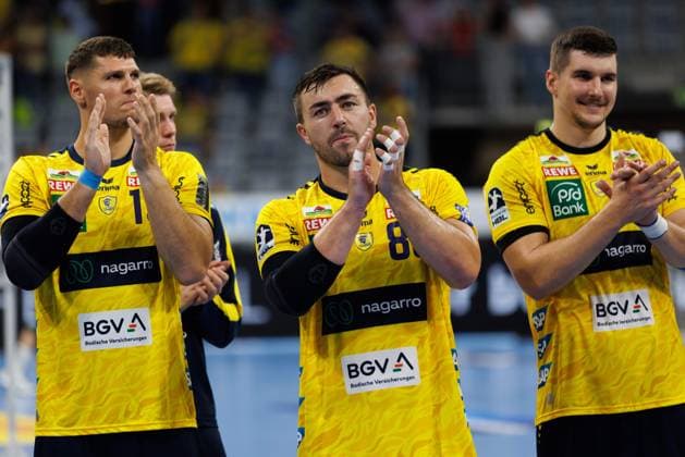Sebastian Heymann (Rhein Neckar Loewen), Jannik Kohlbacher (Rhein Neckar Loewen), Halil Jaganjac (Rhein Neckar Loewen), Rhein Neckar Loewen vs GWD Minden, Handball, DAIKIN HBL, 2. Spieltag, Saison 2025 2026, 03.09.2025 DFB regulations prohibit any use of photographs as image sequences and or quasi-video. Rhein Neckar Loewen vs GWD Minden, Handball, DAIKIN HBL, 2. Spieltag, Saison 2025 2026, 03.09.2025 Copyright: xEibner-Pressefoto AlexanderxNeisx EP_ANS