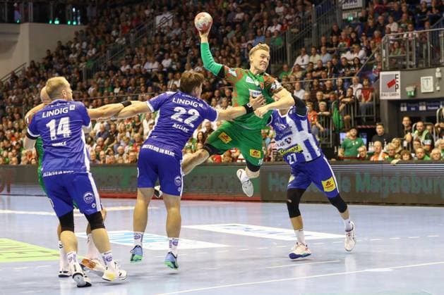 03.09.2025, xgox, Handball - Daikin HBL SC Magdeburg - ThSV Eisenach emspor, v.l. Gisli Thorgeir Kristjansson (Magdeburg, 10) wirft Tor, Torschuetze, erzielt Tor, Treffer, scores the goal Magdeburg