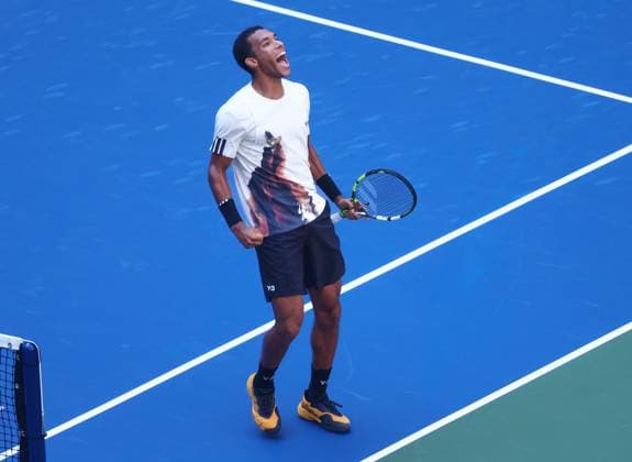 2025 US Open Tennis Championships, Day Eleven, Billy Jean-King Tennis Centre, Flushing Meadows, New York, USA, 03 09 2025 Felix Auger-Aliassime (CAN) his Quarter Final match against Alex de Minaur (AUS) in the 2025 US Open at Flushing Meadows New York Billy Jean King Tennis Centre, Flushing Meadows New York USA Copyright: xMarkxGreenwoodx