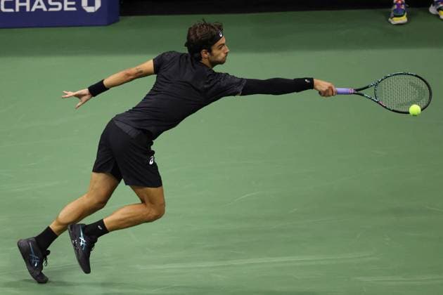 September 3, 2025, New York City, New York, United States: LORENZO MUSETTI of Italy during the match against J. Sinner of Italy in quarterfinals of US Open 2025 at the USTA Billie Jean King National Tennis Center. Queens, New York City. Musetti lost 1:6, 4:6, 2:6. New York City United States - ZUMAc278 20250903_zsp_c278_021 Copyright: xMarcinxCholewinskix
