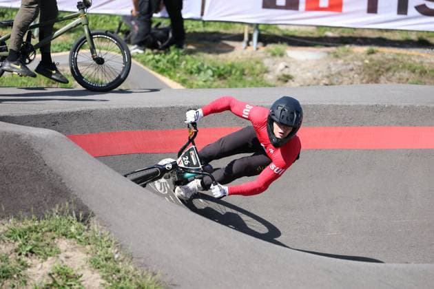 03 09 2025, Monthey, Monthey, 2025 UCI Mountain Bike World Championships, Sirio Grünig (SUI) during free training of the Pump Track Monthey Monthey Valais Switzerland Copyright: xJustPictures.ch FrancescoxMinghettix jp-en-FrMi-MNG_6567