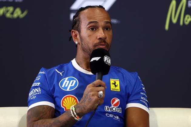 F1 Grand Prix of Italy Lewis Hamilton of Scuderia Ferrari during press conference, PK, Pressekonferenz ahead previews ahead of the F1 Grand Prix of Italy at Autodromo Nazionale on September 4, 2025 in Monza, Italy. Monza Autodromo Nazionale Italy Copyright: xMarcoxCanonierox