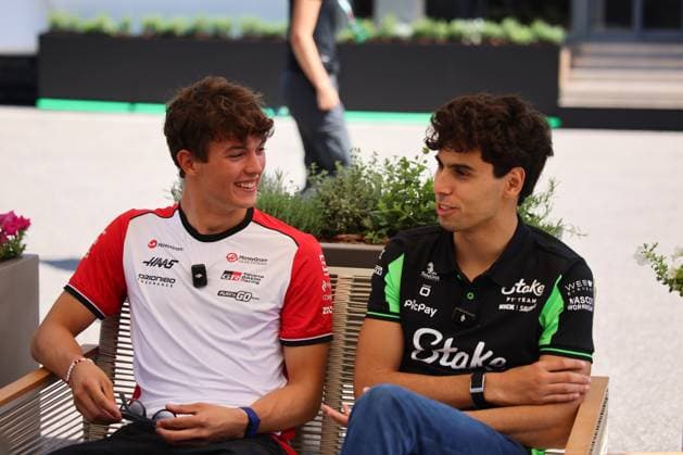 Gabriel Bortoleto (Stake F1 Team Kick Sauber, 05), Oliver Bearman (MoneyGram Haas F1 Team, 87) ,ITA, Formel 1 Weltmeisterschaft, Italian Grand Prix, Monza, Autodromo Nazionale Monza, Media Day, 04.09.2025 ITA, Formel 1 Weltmeisterschaft, Italian Grand Prix, Monza, Autodromo Monza, Media Day, 04.09.2025 Monza Copyright: xEibner-Pressefoto AnnikaxGrafx EP_AGF