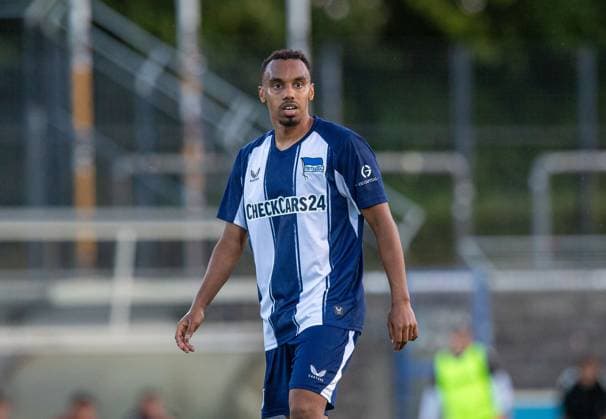 Fussball, Herren, Saison 2025 2026, Regionalliga Nordost (1. Spieltag, Nachholspiel), Hertha BSC II - ZFC Meuselwitz, Bilal Hussein (Hertha II), 03.09. 2025, Copyright: xSebastianxRäppold MatthiasxKochx