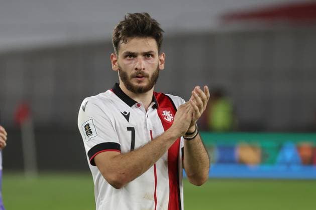 Khvicha Kvaratskhelia of Georgia after the World Cup Qualifying match between Georgia and Turkey at the The Boris Paitchadze Dinamo Arena on September 4, 2025 in Tbilisi, Georgia. Tbilisi Dinamo Arena named after Boris Paichadze, Akaki Tsereteli Avenue, Didube, Tbilisi, 0154, Georgia Georgia Copyright: xArturxStabulnieksx 1273709