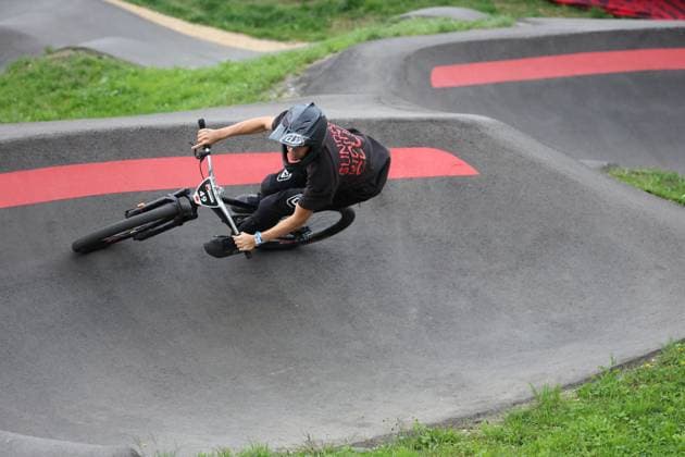04 09 2025, Monthey, Monthey, 2025 UCI Mountain Bike World Championships, Christoph Schlegel (GER) during his seeding run at the Pump Track competition Monthey Monthey Valais Switzerland Copyright: xJustPictures.ch FrancescoxMinghettix jp-en-FrMi-MNG_1351