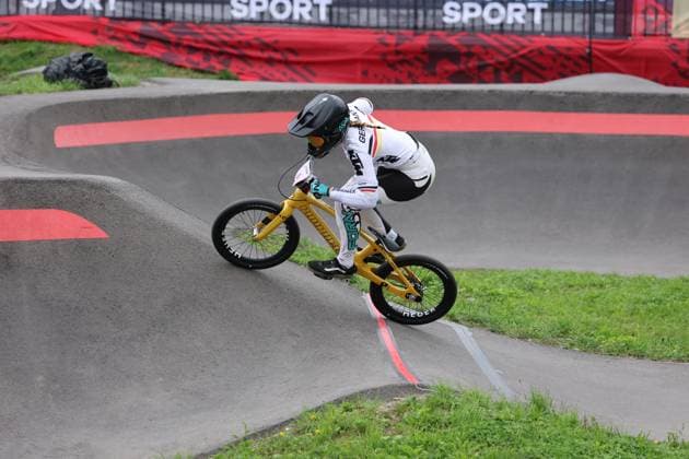 04 09 2025, Monthey, Monthey, 2025 UCI Mountain Bike World Championships, Alina Beck (GER) during her seeding run at the Pump Track competition Monthey Monthey Valais Switzerland Copyright: xJustPictures.ch FrancescoxMinghettix jp-en-FrMi-MNG_9438