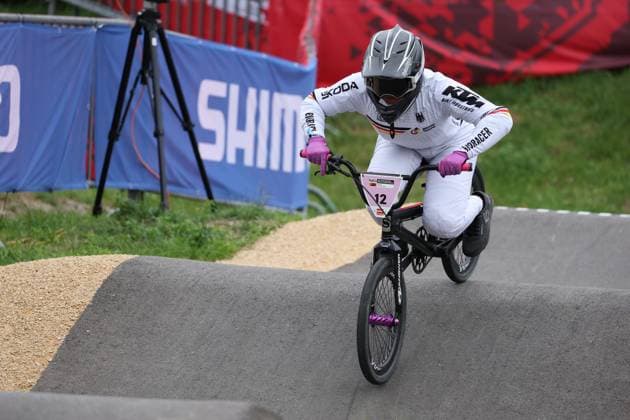 04 09 2025, Monthey, Monthey, 2025 UCI Mountain Bike World Championships, Anika Psyk (GER) during her seeding run at the Pump Track competition Monthey Monthey Valais Switzerland Copyright: xJustPictures.ch FrancescoxMinghettix jp-en-FrMi-MNG_0292
