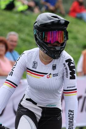 04 09 2025, Monthey, Monthey, 2025 UCI Mountain Bike World Championships, Alina Beck (GER) during her seeding run at the Pump Track competition Monthey Monthey Valais Switzerland Copyright: xJustPictures.ch FrancescoxMinghettix jp-en-FrMi-MNG_9503