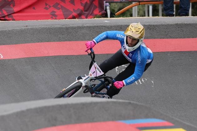 04 09 2025, Monthey, Monthey, 2025 UCI Mountain Bike World Championships, Sabina KoÅ¡arkova (CZE) during her seeding run at the Pump Track competition Monthey Monthey Valais Switzerland Copyright: xJustPictures.ch FrancescoxMinghettix jp-en-FrMi-MNG_8981