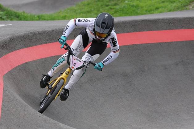 04 09 2025, Monthey, Monthey, 2025 UCI Mountain Bike World Championships, Alina Beck (GER) during her seeding run at the Pump Track competition Monthey Monthey Valais Switzerland Copyright: xJustPictures.ch FrancescoxMinghettix jp-en-FrMi-MNG_9442