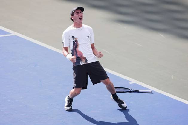 Ivan Ivanov (BUL) jubelt nach dem Sieg, Jubel, Freude, Emotion, Jungen Einzel, Boys Singles, US Open Championships 2023, USTA Billie Jean King National Tennis Center, Flushing Meadows, New York, USA . Copyright: xJuergenxHasenkopfx