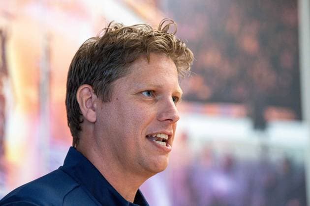 Handball, Herren, Saison 2025 2026, DAIKIN Handball-Bundesliga, Füchse Berlin, Vorstellung des neuen Cheftrainers, Trainer Nicolej Krickau (Füchse Berlin), 05.09.2025, Copyright: xSebastianxRäppold MatthiasxKochx