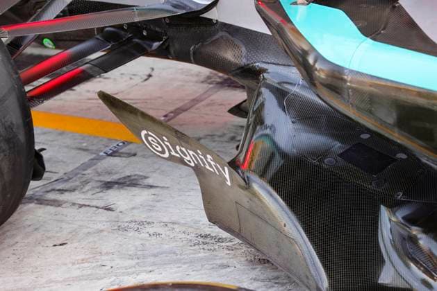 F1 - ITALIAN GRAND PRIX 2025 Mercedes AMG F1 Team W16, mechanical detail floor fences during the 2025 Formula 1 Pirelli Grand Premio d™Italia, 2025 Italian Grand Prix, 16th round of the 2025 FIA Formula One World Championship, WM, Weltmeisterschaft from September 5 to 7, 2025 on the Autodromo Nazionale Monza, in Monza, Italy - MonzaItaly  Copyright: xXavixBonillax