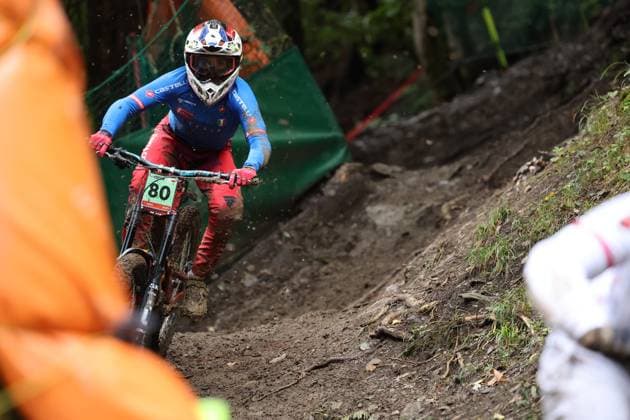 05 09 2025, ChampÃ ry, ChampÃ ry 2025 UCI Mountain Bike World Championships, Filippo Turatti (ITA) during the Junior Men s Downhill qualification ChampÃ ry Grand Paradis Valais Switzerland Copyright: xJustPictures.ch FrancescoxMinghettix jp-en-FrMi-MNG_2374