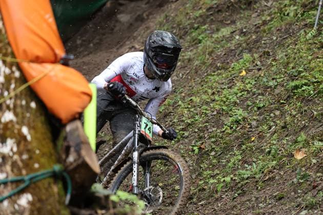 05 09 2025, ChampÃ ry, ChampÃ ry 2025 UCI Mountain Bike World Championships, Florian Bocquel (SUI) during the Junior Men s Downhill qualification ChampÃ ry Grand Paradis Valais Switzerland Copyright: xJustPictures.ch FrancescoxMinghettix jp-en-FrMi-MNG_2455