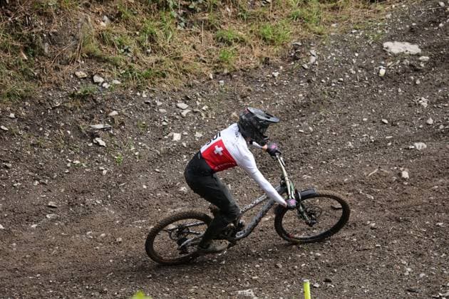 05 09 2025, ChampÃ ry, ChampÃ ry 2025 UCI Mountain Bike World Championships, Florian Bocquel (SUI) during the Junior Men s Downhill qualification ChampÃ ry Grand Paradis Valais Switzerland Copyright: xJustPictures.ch FrancescoxMinghettix jp-en-FrMi-MNG_2464