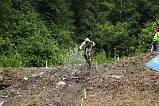 05 09 2025, ChampÃ ry, ChampÃ ry 2025 UCI Mountain Bike World Championships, Maksimilijonas Saudargas (LTU) during the Junior Men s Downhill qualification ChampÃ ry Grand Paradis Valais Switzerland Copyright: xJustPictures.ch FrancescoxMinghettix jp-en-FrMi-MNG_2552