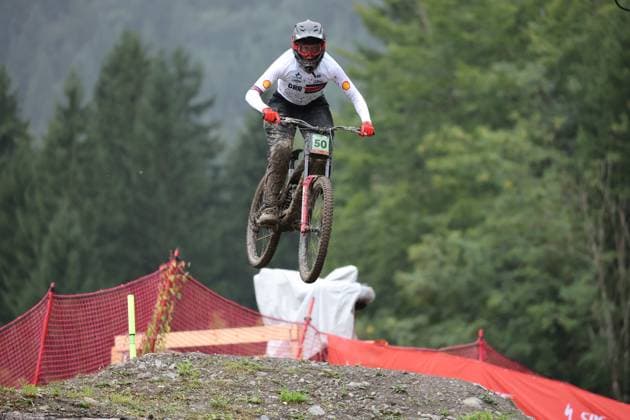 05 09 2025, ChampÃ ry, ChampÃ ry 2025 UCI Mountain Bike World Championships, Nathan Diwell-Wilson (GBR) during the Junior Men s Downhill qualification ChampÃ ry Grand Paradis Valais Switzerland Copyright: xJustPictures.ch FrancescoxMinghettix jp-en-FrMi-MNG_2812
