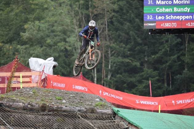05 09 2025, ChampÃ ry, ChampÃ ry 2025 UCI Mountain Bike World Championships, Cohen Bundy (USA) during the Junior Men s Downhill qualification ChampÃ ry Grand Paradis Valais Switzerland Copyright: xJustPictures.ch FrancescoxMinghettix jp-en-FrMi-MNG_3034
