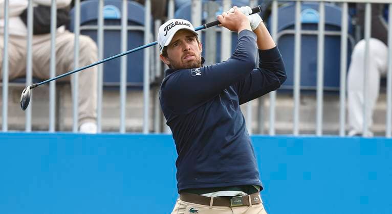5th September 2025; The K Club, Straffan, County Kildare, Ireland: Amgen Irish Open Golf Second Round; Manuel Elvira of Spain tees off on the 1st hole  PeterxFitzpatrick